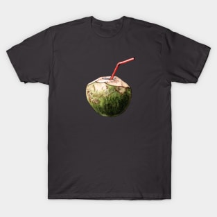 Coconut Drink - Watercolor Realistic Illustration T-Shirt